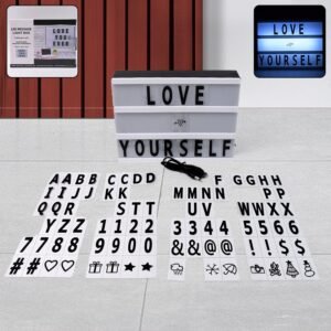 Black Characters Mini A6 Magnetic Cinematic Light Box with 82 Characters and 10 Emojis  (1 Set)